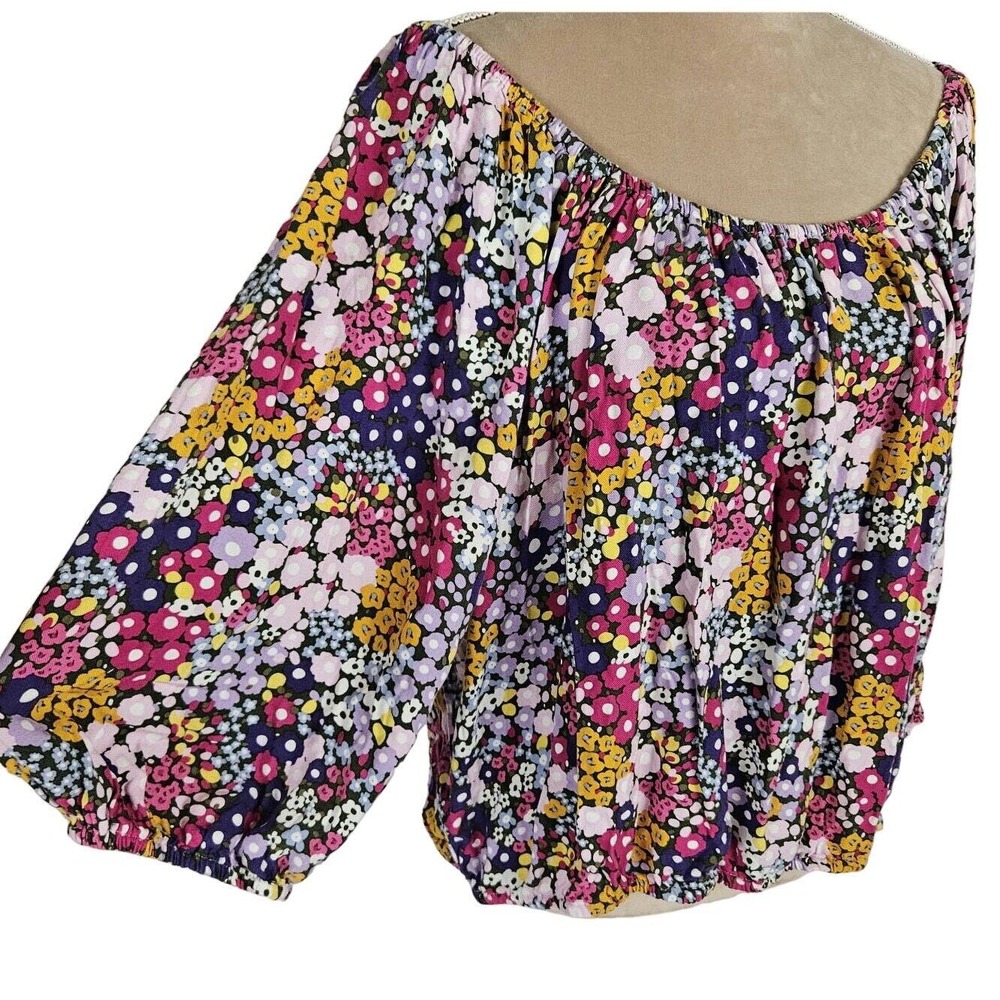 Eloquii Cropped Top Ditsy Floral Womens‎ 22/24 Boho Peasant Cottage Feminine